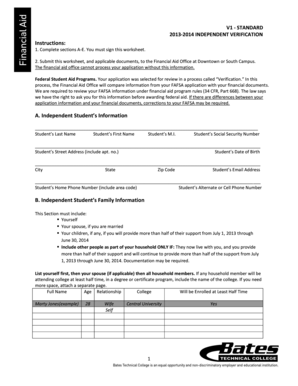 2013-2014 Independent Verification Form