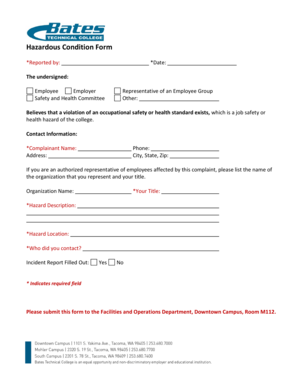 Hazardous Condition Form