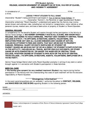 Student Activity Release and Waiver Form
