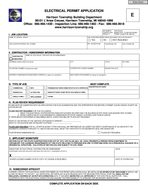 Michigan Electrical Permit Application