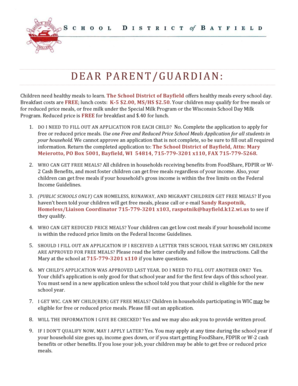 Wisconsin Free and Reduced Price School Meals Application