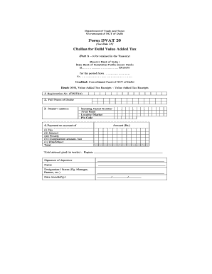 Delhi Value Added Tax Challan Form