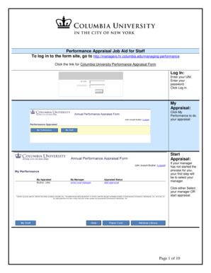 Manager performance review examples - Performance Appraisal Job Aid for Staff - managers hr columbia