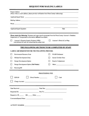 Request for Mailing Labels