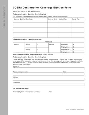 COBRA Continuation Coverage Election Form