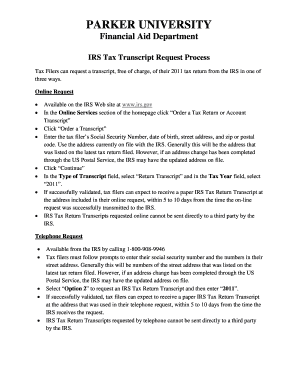 IRS Tax Transcript Request Process