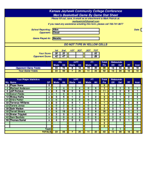 Fillable Online Men's Basketball Game By Game Stat Sheet Fax Email ...