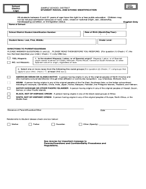 Student Racial and Ethnic Identification Form