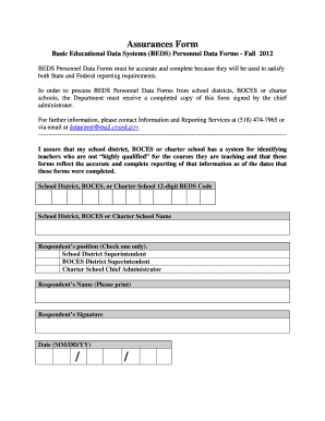 BEDS Personnel Data Assurance Form