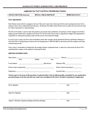 Sale agreement for car - Fuel Card AgreementbApplicationb - Kansas City Public Schools - kcpublicschools