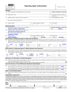 IRS Form 8655 Reporting Agent Authorization