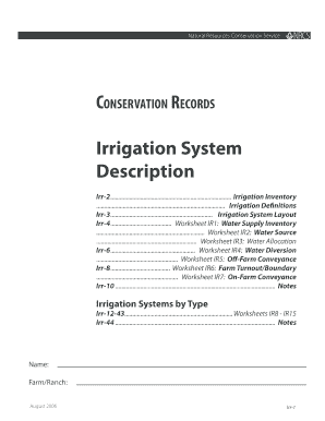 Irrigation Inventory Form