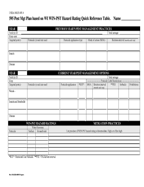 USDA Pest Management Plan Form 595