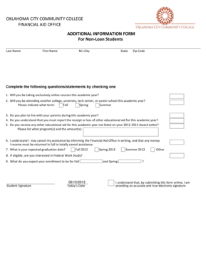 Oklahoma City Community College Financial Aid Form