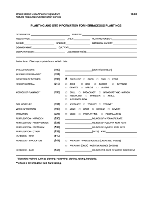 USDA Herbaceous Planting Information Form