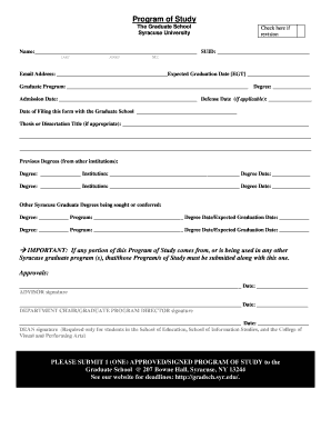 Syracuse University Graduate Program of Study