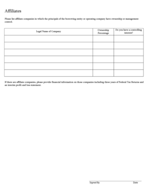 Profit and loss statement - Please list affiliate companies in which the principals of the borrowing entity or operating company have ownership or management - wakarusavalley