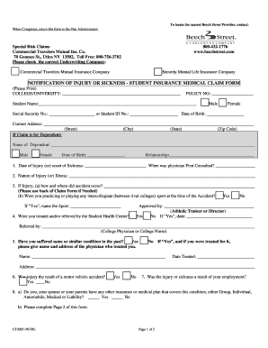 Student Insurance Medical Claim Form