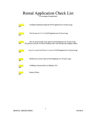 Rental Application Checklist