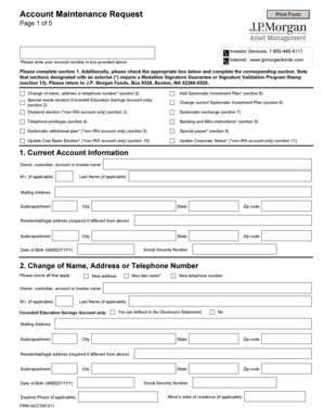 J.P. Morgan Funds Account Maintenance Request