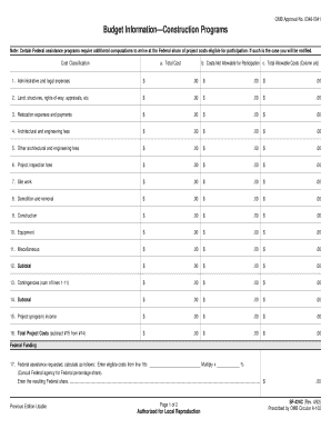 SF-424C Construction Budget Form