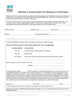 Member’s Authorization for Release of Information