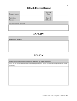ERASE Process Record Form