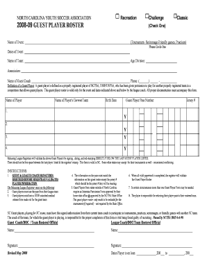 NCYSA Guest Player Form