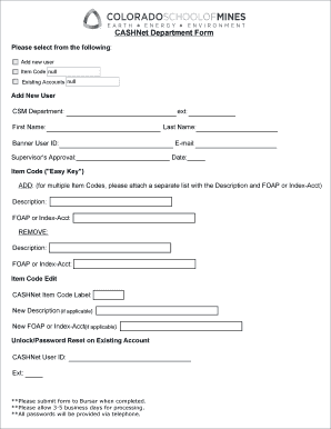 CASHNet Department Form - Colorado School of Mines - inside mines