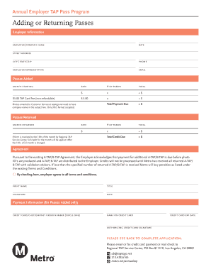 Annual Employer TAP Pass Program Form