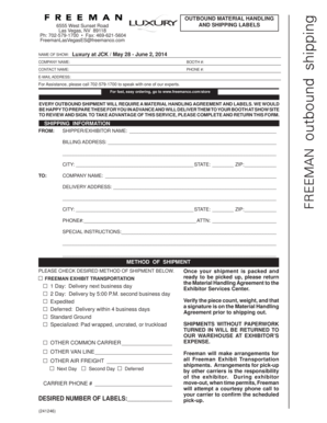 Freeman Outbound Shipping Form