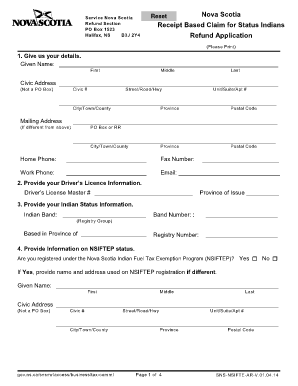 Nova Scotia Fuel Tax Refund Application