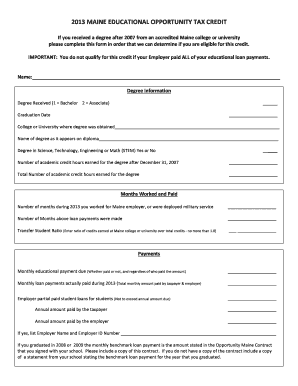 Maine Educational Opportunity Tax Credit Form