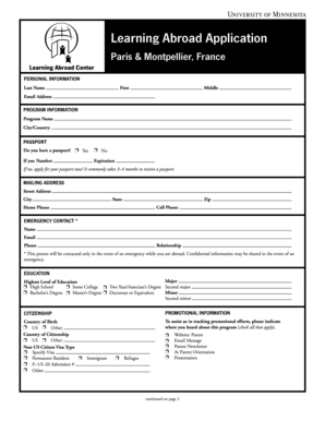 Learning Abroad Application Form