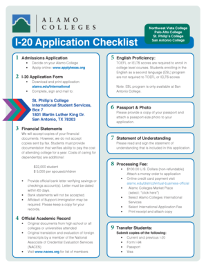 Alamo Colleges I-20 Application Form
