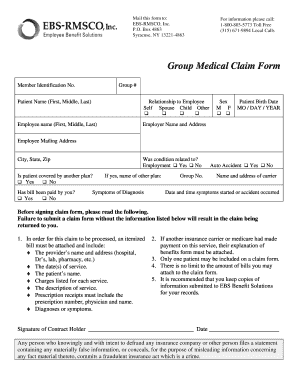 Group Medical Claim Form - EBS-RMSCO, Inc