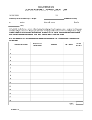 what does a per diem travel form look like