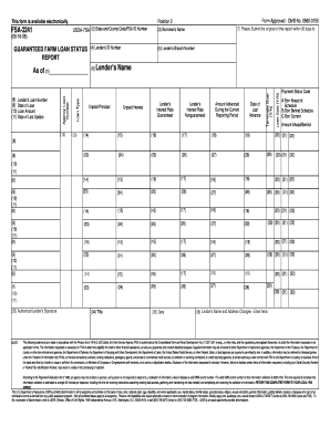 USDA FSA Guaranteed Farm Loan Status Report