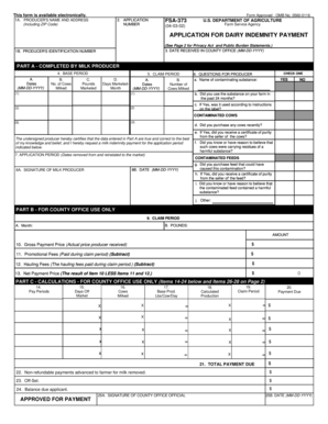 USDA Dairy Indemnity Payment Application