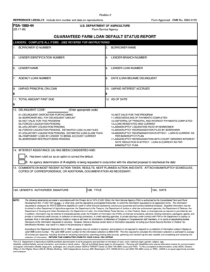 USDA Guaranteed Farm Loan Default Status Report
