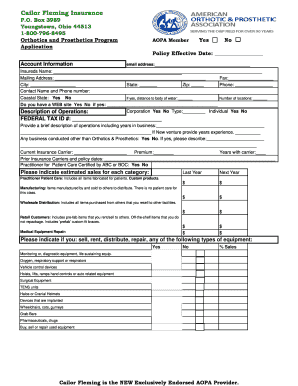 Orthotics and Prosthetics Insurance Application