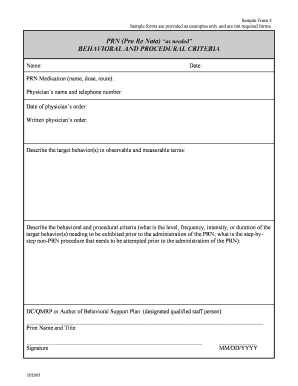 PRN Medication Order Form