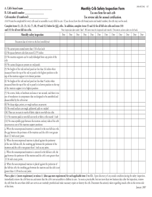 Monthly Crib Safety Inspection Form