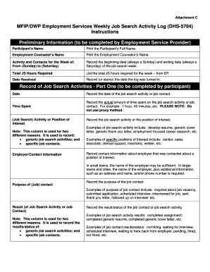 mfip dwp employment services weekly job search activity log dhs job searching activities