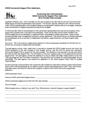 CDCS Community Support Plan Addendum