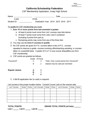 California CSF Membership Application