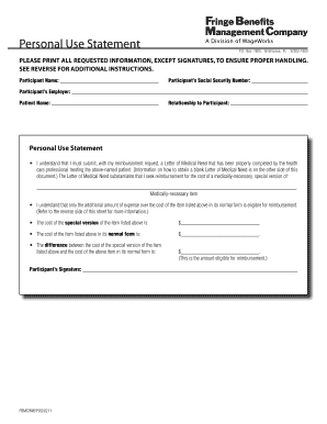 Personal Use Statement - flexspend ny