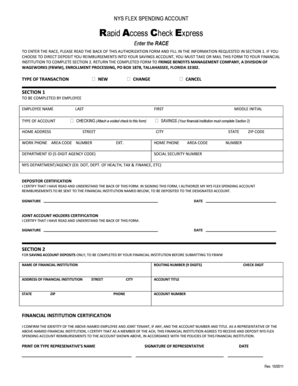 NYS Flex Spending Account Direct Deposit Authorization