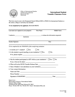International Student Transfer Clearance Form