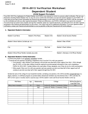 LBWCC Form V1-B-D Verification Worksheet
